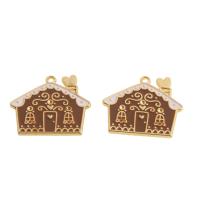 Zinc Alloy Enamel Pendants, House, mixed colors 