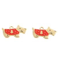 Zinc Alloy Enamel Pendants, Dog, mixed colors 