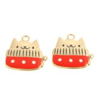 Zinc Alloy Enamel Pendants, Cat, mixed colors 