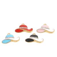 Zinc Alloy Enamel Pendants, Hat, with rhinestone 