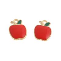 Zinc Alloy Enamel Pendants, Apple, red 