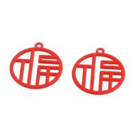 Fashion Plastic Pendants, Round, red 