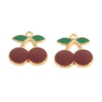 Zinc Alloy Enamel Pendants, Cherry, mixed colors 