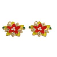 Zinc Alloy Enamel Pendants, Flower, mixed colors 