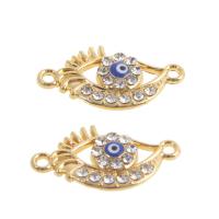 Evil Eye Jewelry Connector, Zinc Alloy, enamel & with rhinestone, golden 