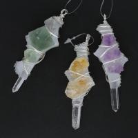 Natural Quartz Pendants, Brass, with Quartz 