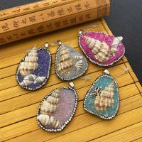 Resin Shell Pendants, with Rhinestone Clay Pave & Trumpet Shell, irregular 30x50- 