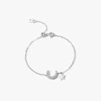 Zinc Alloy Rhinestone Bracelets, Moon and Star, plated, oval chain & for woman & with rhinestone Approx 6.7 Inch 