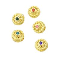 Cubic Zirconia Micro Pave Brass Beads, high quality gold color plated, micro pave cubic zirconia Approx 2mm 