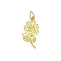 Pendentifs en laiton de fleur, couleur de haute qualité d'or plaqué Environ 3mm, Vendu par PC