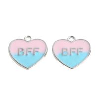 Zinc Alloy Enamel Pendants, Heart, mixed colors 