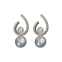 Plastic Pearl Zinc Alloy Earring, with Plastic Pearl, fashion jewelry & for woman & with rhinestone 