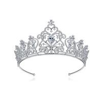 Bridal Tiaras, Brass, Crown, platinum color plated, micro pave cubic zirconia & for woman 