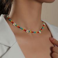 Glass Seed Beads Necklace, Seedbead, with Zinc Alloy, with 1.97inch extender chain, for woman Approx 18.11 Inch 