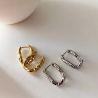 Brass Huggie Hoop Earring, plated, for woman 