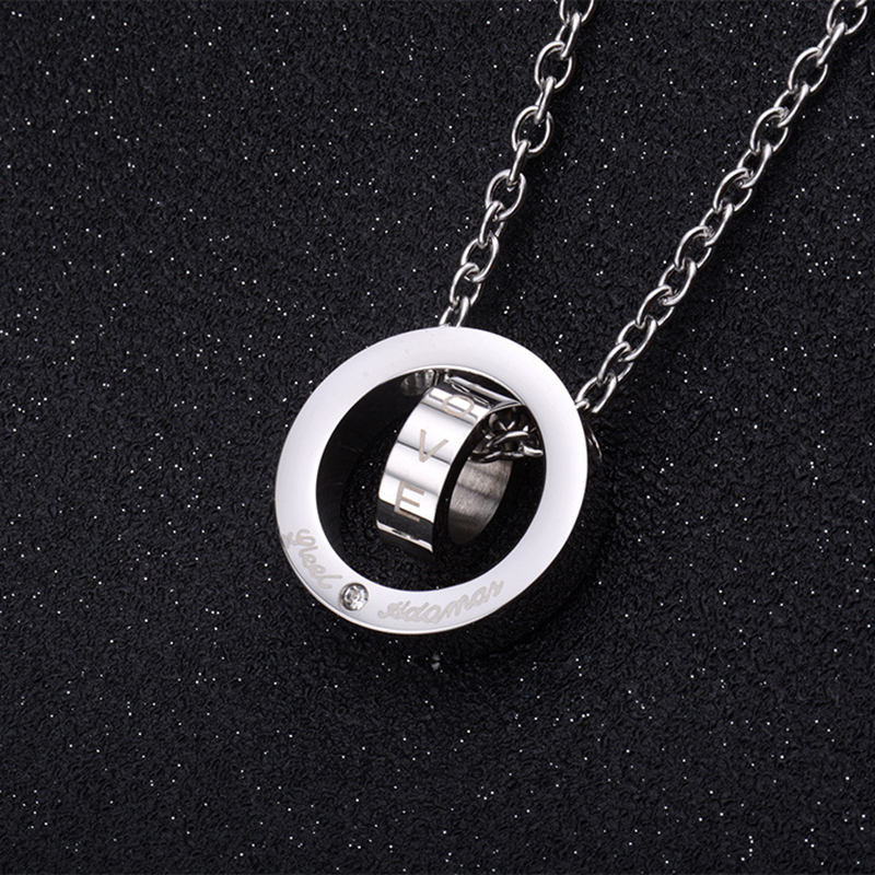 Titanium Steel Jewelry Necklace, Donut, plated, Unisex & different size for choice & oval chain & hollow, more colors for choice, 24mm, Sold By PC