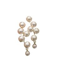 Boucle d'oreille en alliage de zinc en plastique perle, avec perle de plastique, Placage de couleur d'or, Style coréen & pour femme, 40mm, Vendu par paire