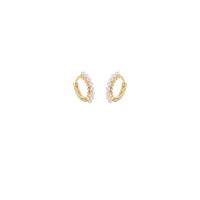 Boucle d'oreille en alliage de zinc en plastique perle, avec perle de plastique, beignet, Placage de couleur d'or, Style coréen & pour femme, 10mm, Vendu par paire