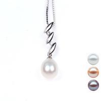 Cultured Pearl Sterling Silver Pendants, 925 Sterling Silver, with Freshwater Pearl, with rhinestone 