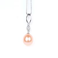 Cultured Pearl Sterling Silver Pendants, 925 Sterling Silver, with Freshwater Pearl, with rhinestone 