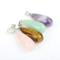 Gemstone Zinc Alloy Pendants, with Zinc Alloy, Teardrop, fashion jewelry 