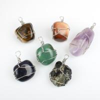 Gemstone Zinc Alloy Pendants, with Zinc Alloy, fashion jewelry 25*38-22*50mm 