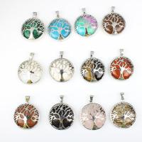 Gemstone Zinc Alloy Pendants, with Gemstone, Tree, fashion jewelry 