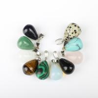 Gemstone Zinc Alloy Pendants, with Zinc Alloy, Teardrop, fashion jewelry 