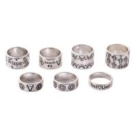 Zink-Legierung Ring Set, Zinklegierung, Fingerring, Kreisring, silberfarben plattiert, unisex, 18mm, 7PCs/setzen, verkauft von setzen