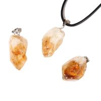 Citrine Pendant, irregular, silver color plated, Unisex, yellow, 15mm-35mm 