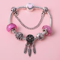 Europa gemischt Kristall Armbänder, Zinklegierung, mit Lampwork, verschiedene Größen vorhanden & für Frau & mit Strass, Rosa, verkauft von PC