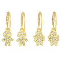 Brass Drop Earring, gold color plated, fashion jewelry & micro pave cubic zirconia, golden 