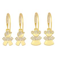 Brass Drop Earring, gold color plated, fashion jewelry & micro pave cubic zirconia, golden 