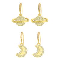 Brass Drop Earring, gold color plated, fashion jewelry & micro pave cubic zirconia, golden 