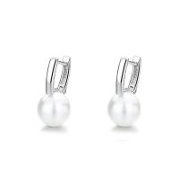 Pendiente de gota de perlas de plata esterlina, Plata de ley 925, con Shell Pearl, chapado, para mujer, más colores para la opción, 7.2x14.7mm, Vendido por Par