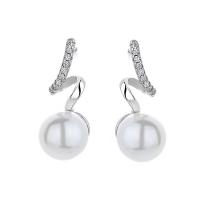 Pendiente de gota de perlas de plata esterlina, Plata de ley 925, con Shell Pearl, chapado, micro arcilla de zirconia cúbica & para mujer, más colores para la opción, 8.2x19.6mm, Vendido por Par