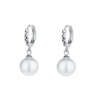 Pendiente de gota de perlas de plata esterlina, Plata de ley 925, con Shell Pearl, chapado, diverso tamaño para la opción & para mujer, más colores para la opción, 13.7mm, Vendido por Par