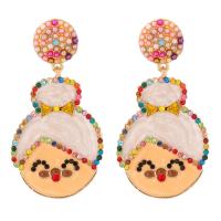 Christmas Earrings, Zinc Alloy, Grandma, gold color plated, Christmas Design & for woman & enamel & with rhinestone 