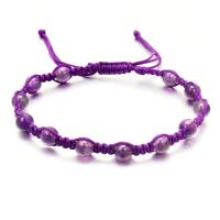 améthyste bracelet, avec cordon de polyester, pour femme, violet, 6mm .5 pouce, Vendu par PC