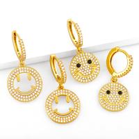 Befestiger Zirkonia Messing Ohrring, goldfarben plattiert, Modeschmuck & verschiedene Stile für Wahl & Micro pave Zirkonia, goldfarben, verkauft von Paar