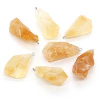 Citrine Pendant, irregular, yellow, 20x45- 