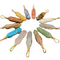 Gemstone Jewelry Pendant, Natural Stone, with Iron, gold color plated & Unisex 46-48mmx10mm 