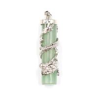 Gemstone Zinc Alloy Pendants, Natural Stone, with Zinc Alloy, Column, platinum color plated & Unisex 