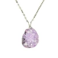 Pendentif Améthyste Février Birthstone, Irrégulière, le style Druzy & unisexe, violet, 30-50mmx16-20mm, Vendu par PC