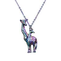 Zinc Alloy Necklace, Giraffe, colorful plated Approx 19.69 Inch 