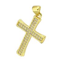 Cubic Zirconia Micro Pave Brass Pendant, Cross, gold color plated, micro pave cubic zirconia Approx 4mm 