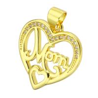 Cubic Zirconia Micro Pave Brass Pendant, Heart, gold color plated, micro pave cubic zirconia & hollow Approx 4mm 