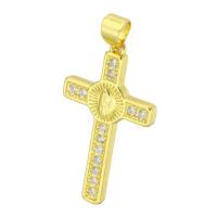 Cubic Zirconia Micro Pave Brass Pendant, Cross, gold color plated, micro pave cubic zirconia Approx 3mm 