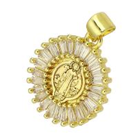 Cubic Zirconia Micro Pave Brass Pendant, gold color plated, micro pave cubic zirconia Approx 4mm 