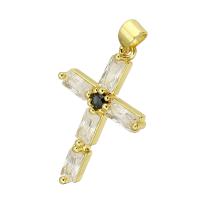 Cubic Zirconia Micro Pave Brass Pendant, Cross, gold color plated, micro pave cubic zirconia Approx 4mm 